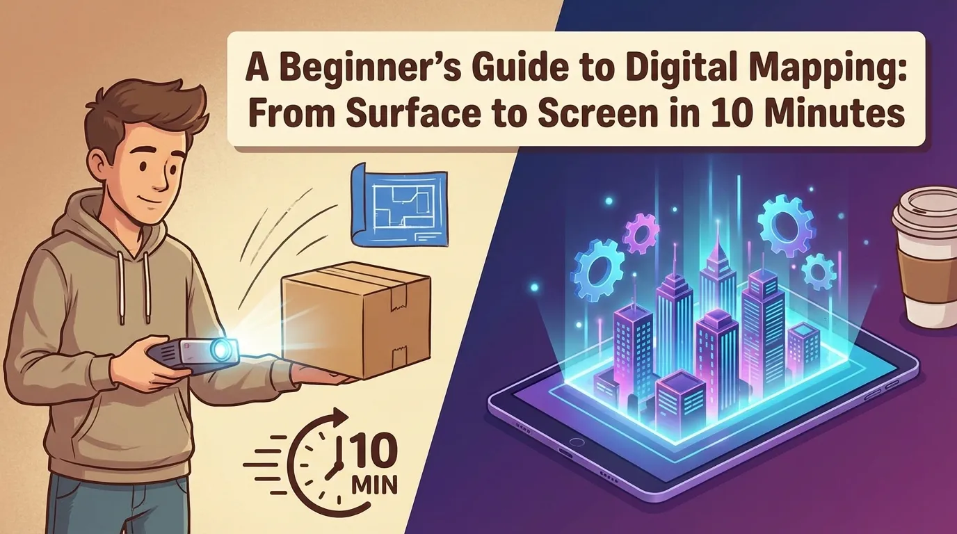Beginner digital mapping setup: corner pinning a surface and playing content in SurfaBeam