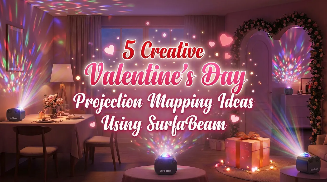 Valentine’s Day projection mapping ideas using SurfaBeam with romantic digital scenes