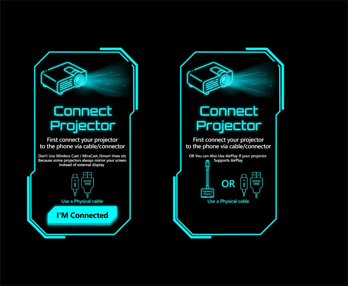 Connect projector help panel